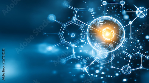 Wallpaper Mural Abstract Molecular Structures with Glowing Sphere in Center Technological Background Design Torontodigital.ca