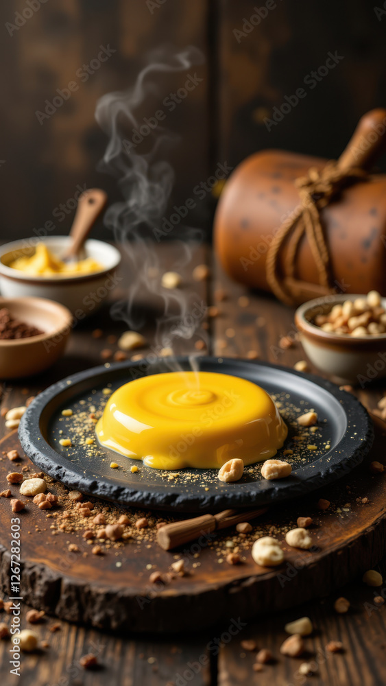 Beef tallow being prepared on a skillet with ingredients for a dish that has steaming vapors rising above it. Beef tallow being prepared on a skillet with ingredients for a dish that has steaming vapors rising above it.