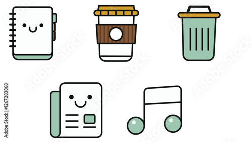 Abstract business and daily life vector art icons colored and outlined