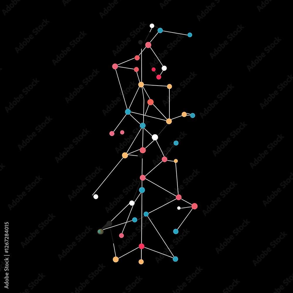 Abstract Network of Connected Dots and Lines on a Black Background for Technological Concepts Abstract Network of Connected Dots and Lines on a Black Background for Technological Concepts