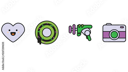 Abstract business and daily life vector art icons colored and outlined