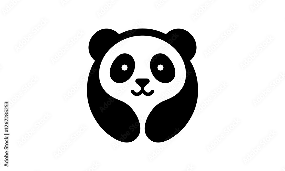 Fototapeta premium A panda bear with a smile on its face logo vector