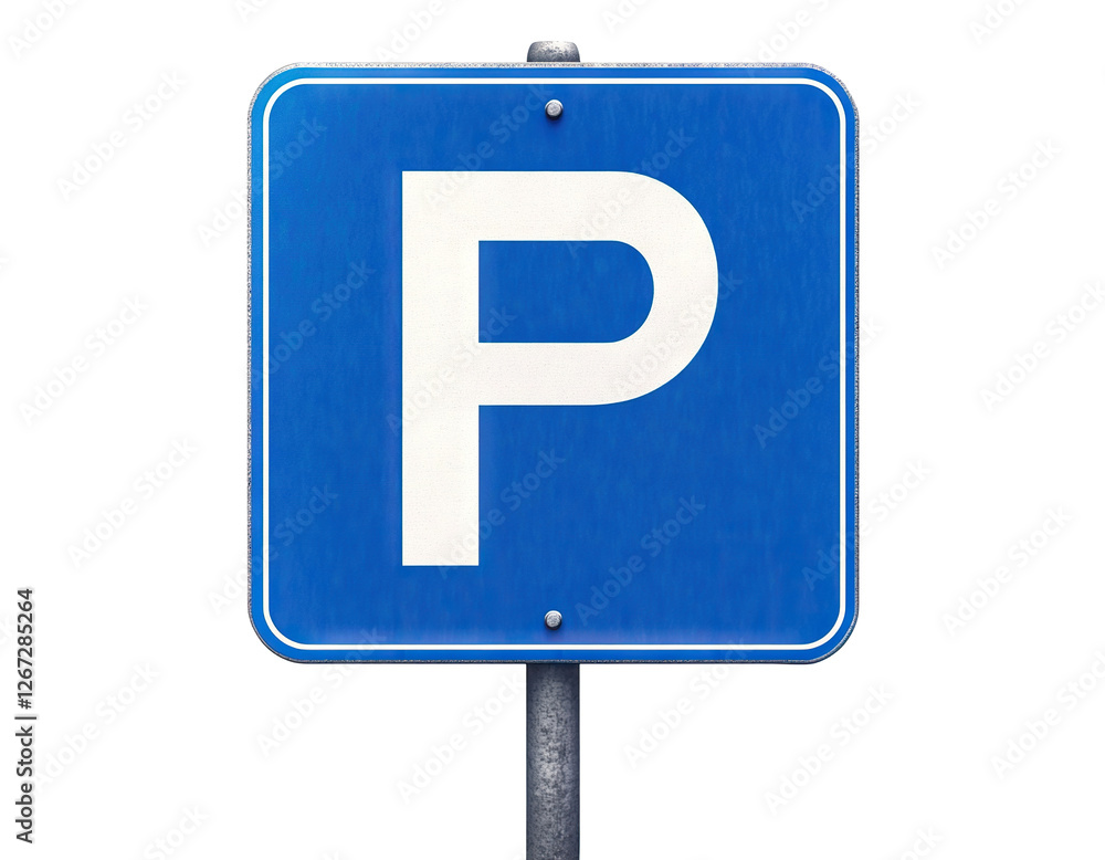 Blue parking sign, isolated on transparent cutout background Blue parking sign, isolated on transparent cutout background