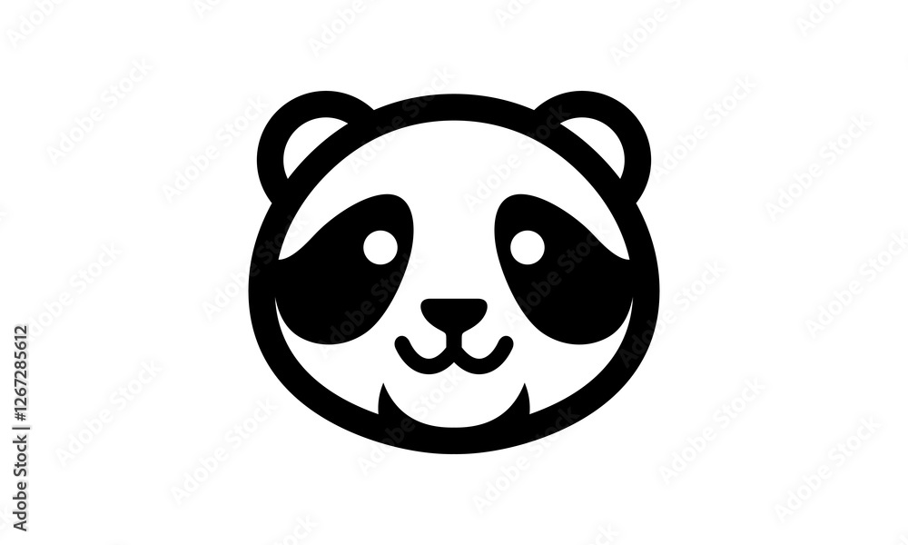 Fototapeta premium A panda bear with a smile on its face logo vector