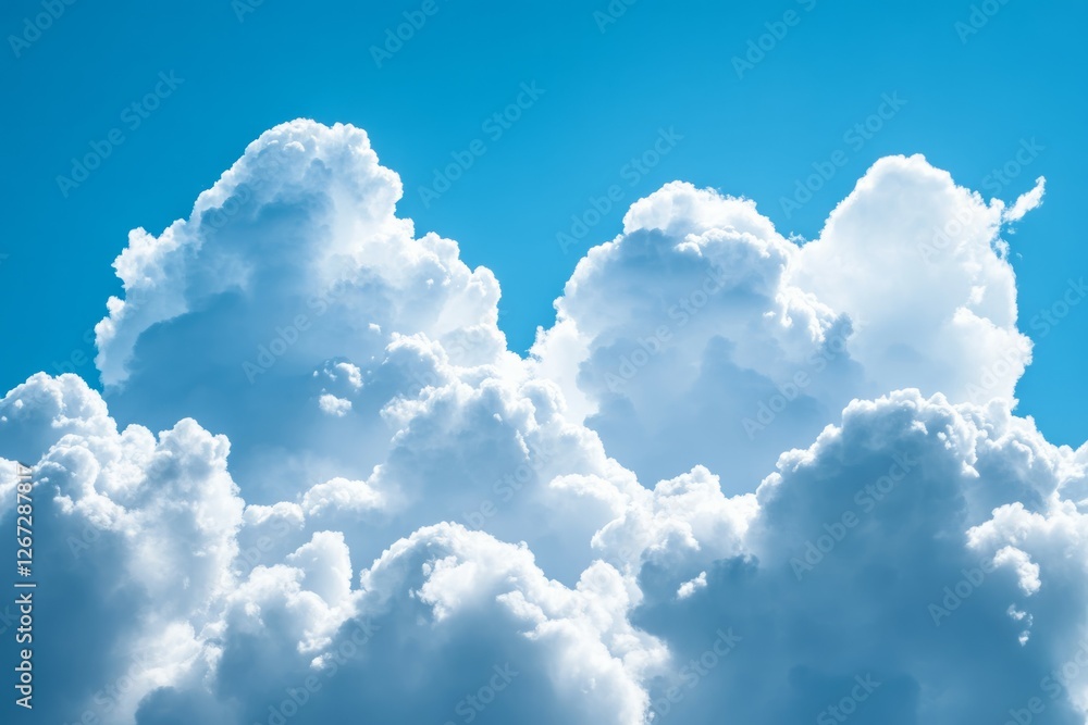 Fluffy clouds against vibrant blue sky. Neural network AI generated Fluffy clouds against vibrant blue sky. Neural network AI generated