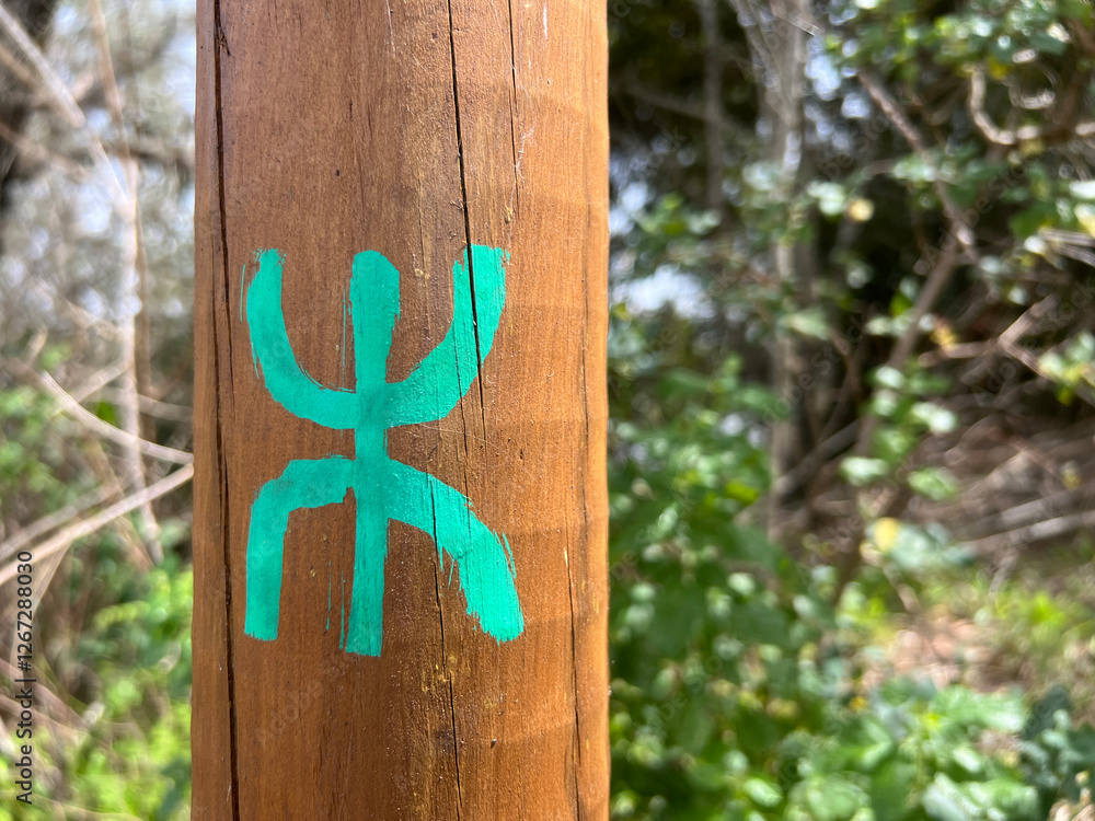 Sign on a pole Hiking around Teror