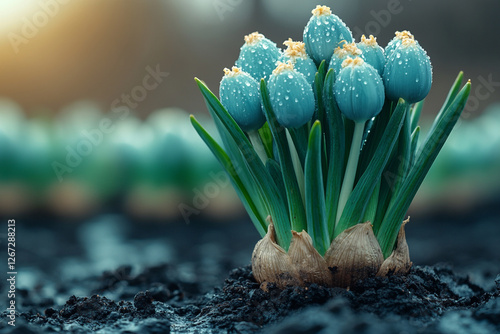 Dew-Kissed Buds, A Symphony of Spring's Emergence and Botanical Beauty