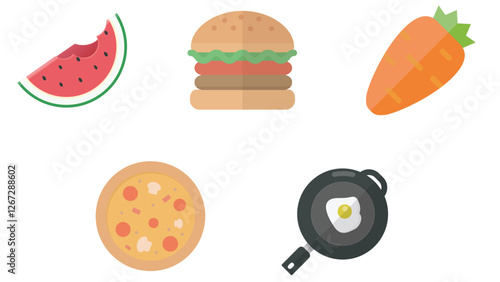 Daily food icon set vectors for food and beverage industry