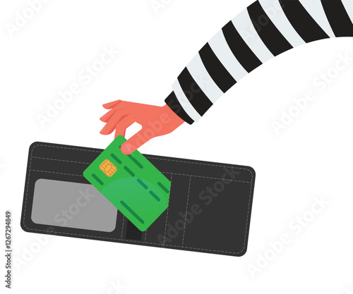 thief Holding Debit or Credit Card stock illustration