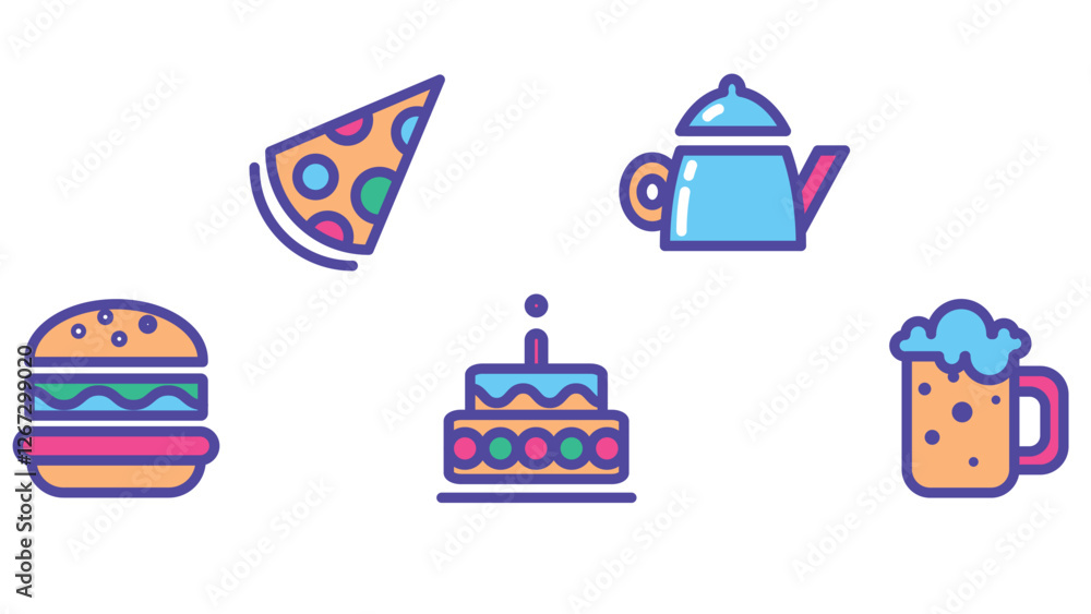 Daily food icon set vectors for food and beverage industry Daily food icon set vectors for food and beverage industry