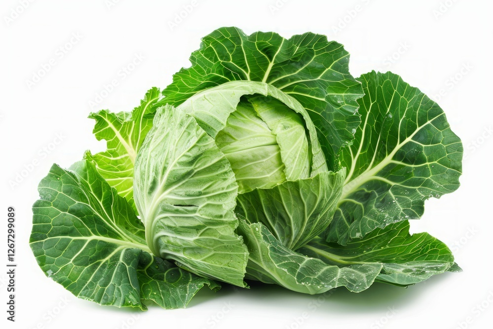 Fresh cabbage on white surface. Neural network AI generated Fresh cabbage on white surface. Neural network AI generated