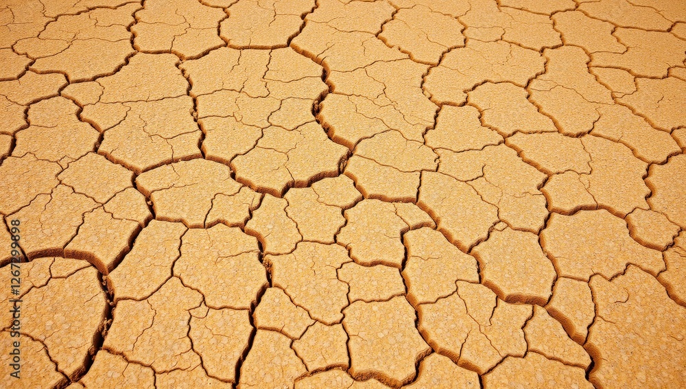 Cracked Dry Earth Texture Highlighting Effects of Climate Change
