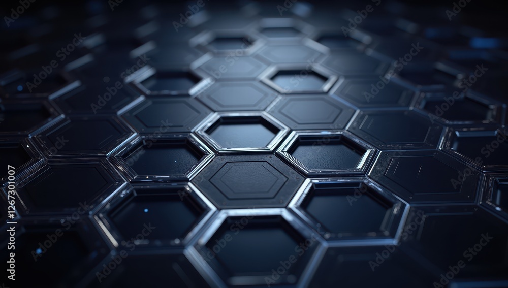 Soft Glowing Hexagonal Grid with Sci-Fi Inspired Design Elements Soft Glowing Hexagonal Grid with Sci-Fi Inspired Design Elements