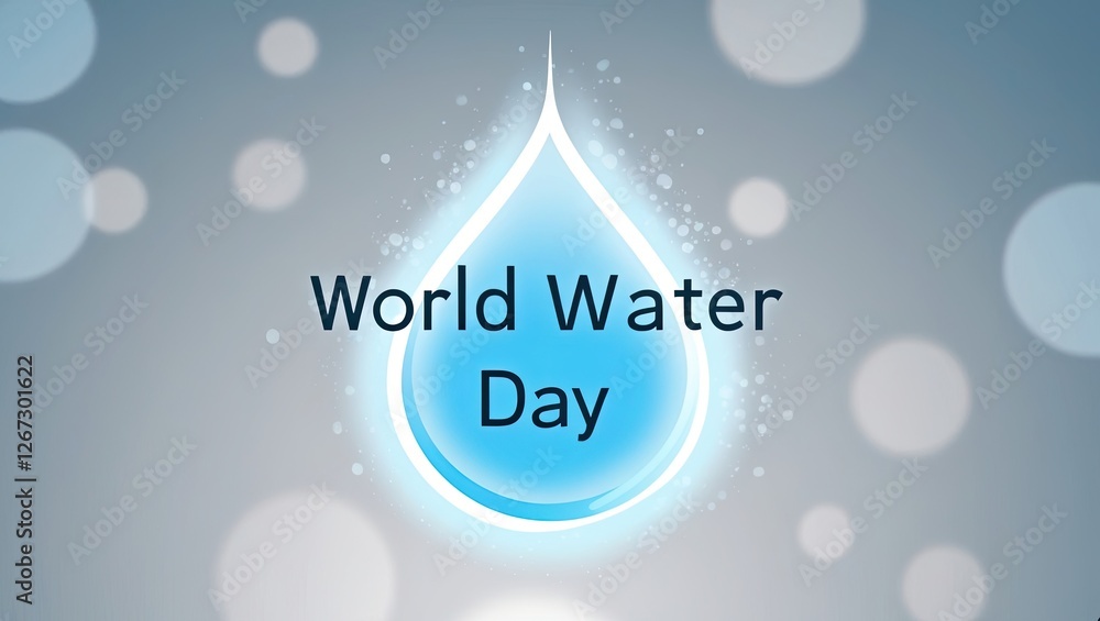 Celebratory World Water Day graphic with a stylized water droplet Celebratory World Water Day graphic with a stylized water droplet