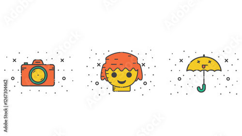 Abstract orange colored set icons vector illustration