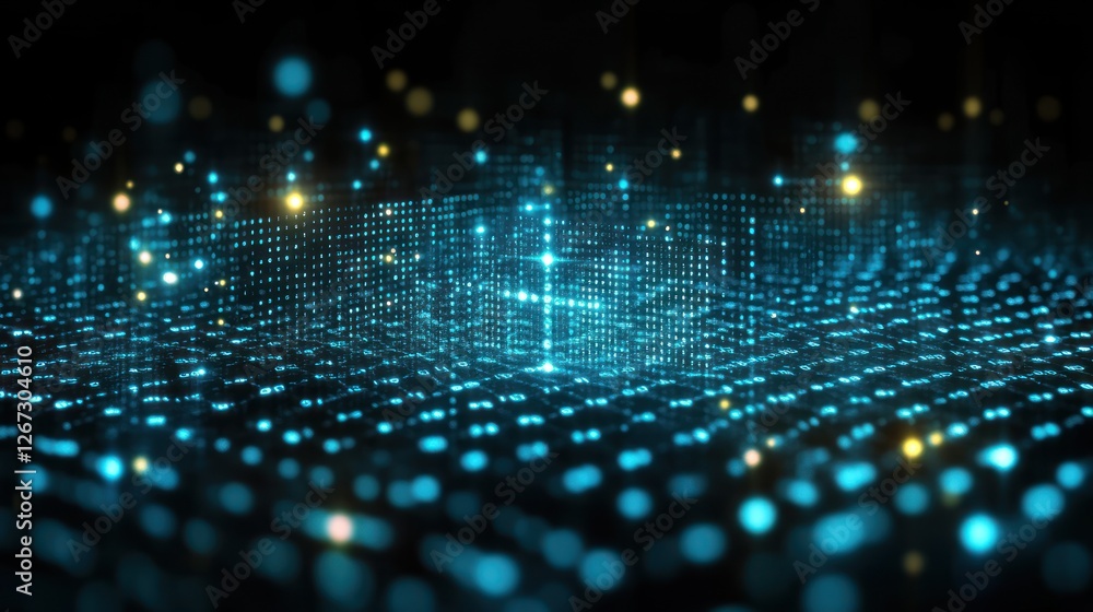 Digital cross over city lights; faith technology Digital cross over city lights; faith technology