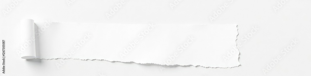 Fototapeta premium Single sheet of white paper with a single large tear, texture, blank space, isolated