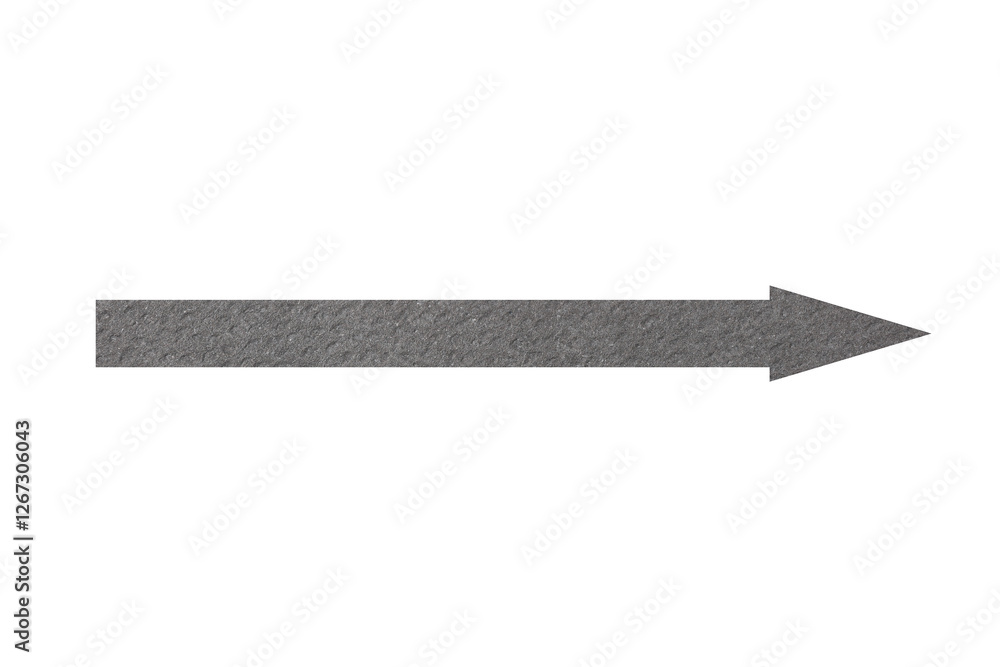 Arrow with texture of grey paper isolated on white Arrow with texture of grey paper isolated on white