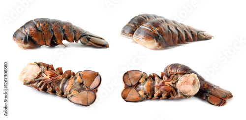 Wallpaper Mural Tails of fresh lobsters isolated on white, set Torontodigital.ca