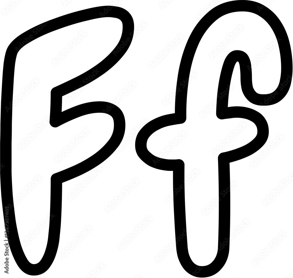 F Uppercase and Lowercase Alphabet outline Vector, perfect for educational materials, coloring books, and graphic design projects. Scalable and editable. F Uppercase and Lowercase Alphabet outline Vector, perfect for educational materials, coloring books, and graphic design projects. Scalable and editable.
