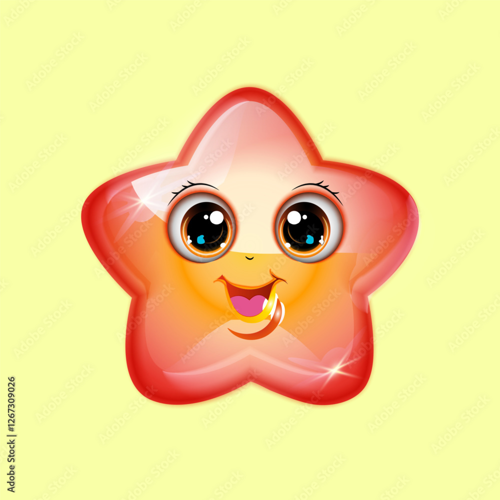Fototapeta premium Happy and Colorful Cartoon Star Characters