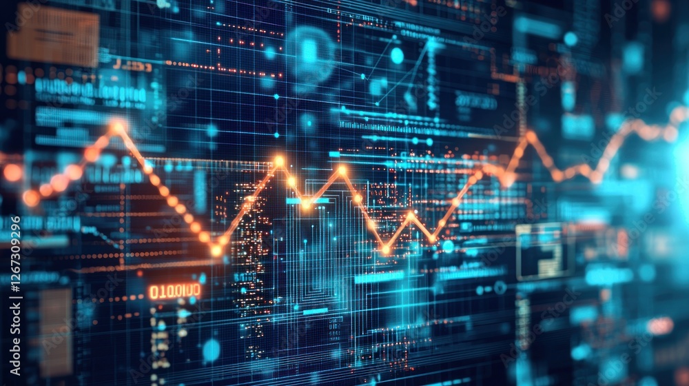 Digital financial data display showing declining trend Digital financial data display showing declining trend