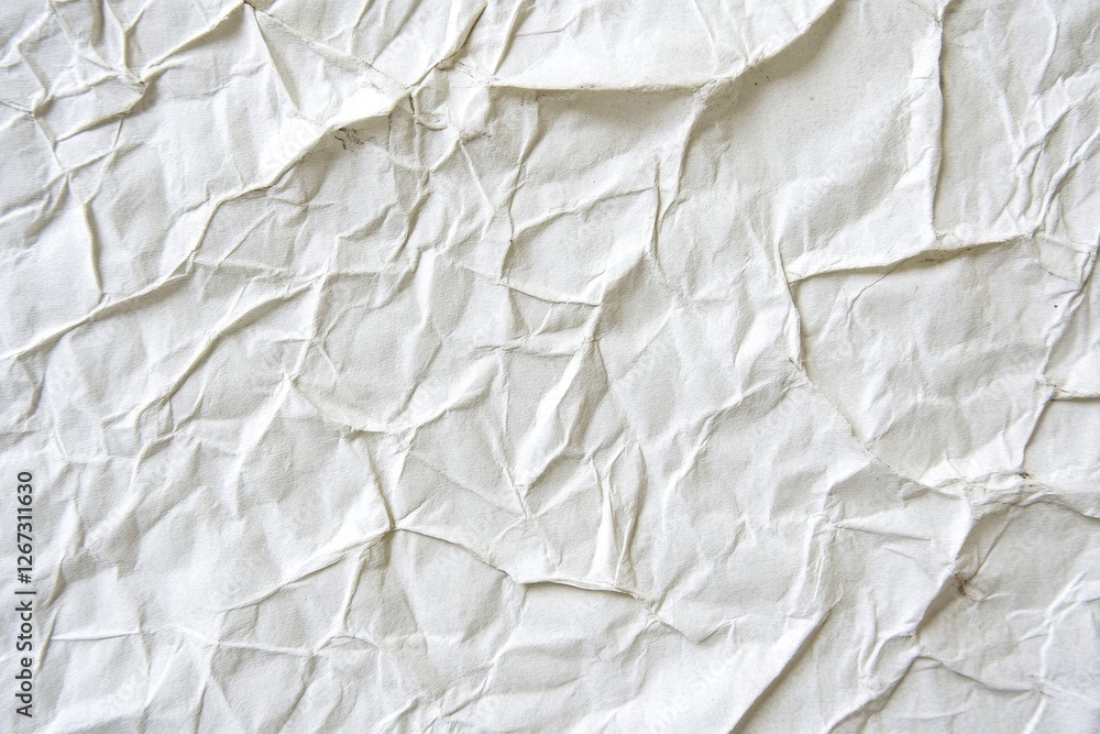 Textured Crinkle Paper: Close-Up of Creased White Surface with Rough, Bumpy, and Uneven Features Textured Crinkle Paper: Close-Up of Creased White Surface with Rough, Bumpy, and Uneven Features