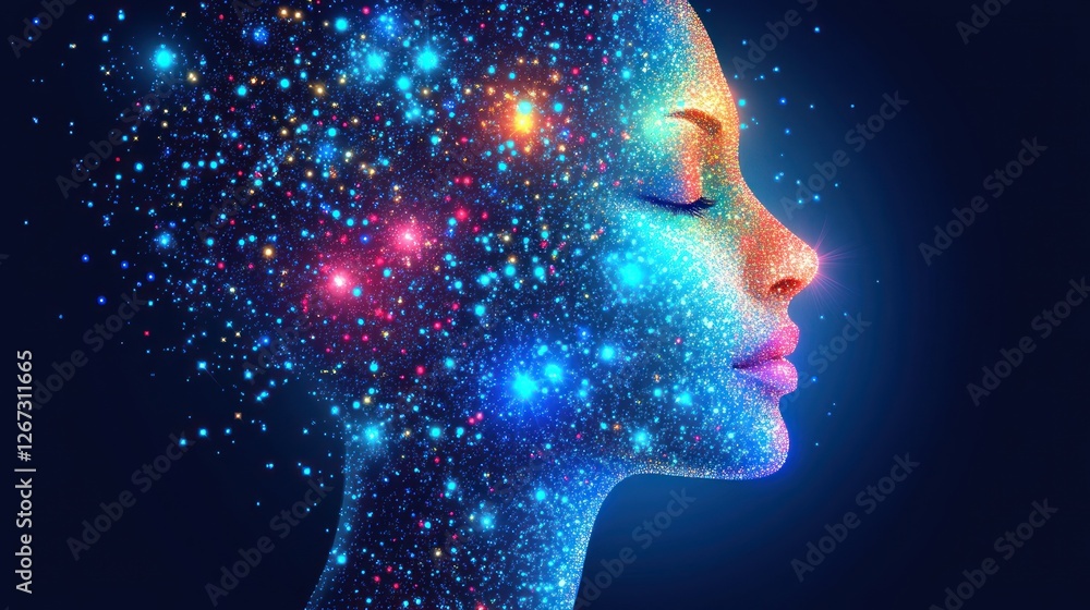 Cosmic woman profile, abstract, space, digital art Cosmic woman profile, abstract, space, digital art