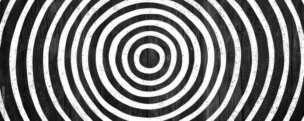 Abstract Black and White Concentric Circles on Wood Texture Background Design Abstract Black and White Concentric Circles on Wood Texture Background Design