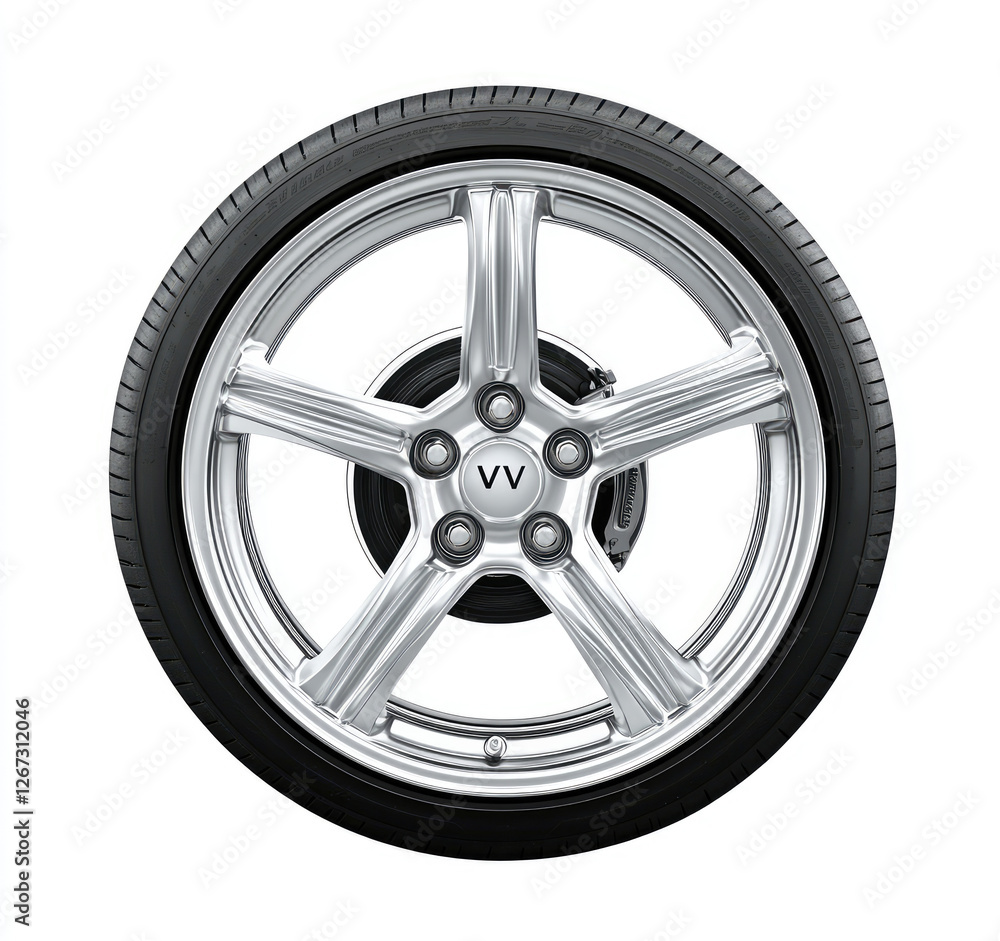 Alloy wheel and tire isolated on white background Alloy wheel and tire isolated on white background