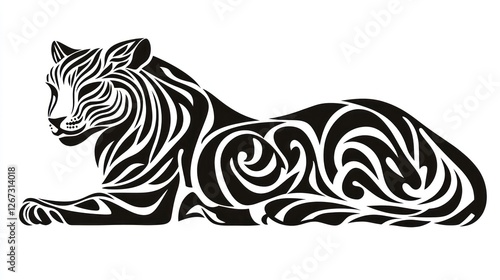 Wallpaper Mural Ornamental Tiger Silhouette, Tattoo Style,  Graphic Design Torontodigital.ca