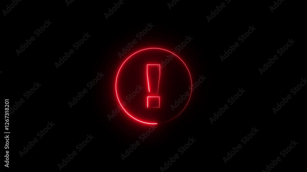 exclamation mark button on black background. Attention exclamation warning symbol icon animation. Caution signal, alert, urgent attention. Glowing neon exclamation mark, looped color blink animation exclamation mark button on black background. Attention exclamation warning symbol icon animation. Caution signal, alert, urgent attention. Glowing neon exclamation mark, looped color blink animation