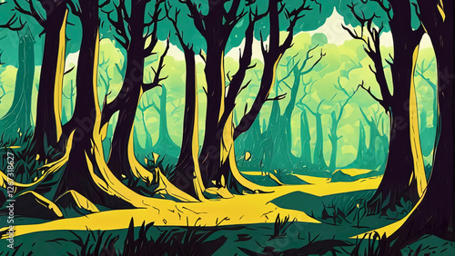 Cartoon Forest Scene