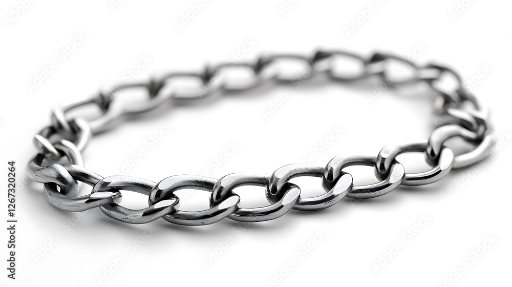 Obraz premium Closeup of a silver chain bracelet, showcasing its textured links and metallic sheen. A strong image for concepts of connection, strength, or style.