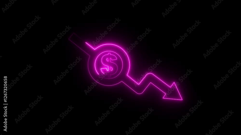Money loss with dollar icon. Cash with down arrow stocks graph, concept of financial crisis, market fall. Money, profit, investment, growth business, economy, finance indicate Money loss with dollar icon. Cash with down arrow stocks graph, concept of financial crisis, market fall. Money, profit, investment, growth business, economy, finance indicate