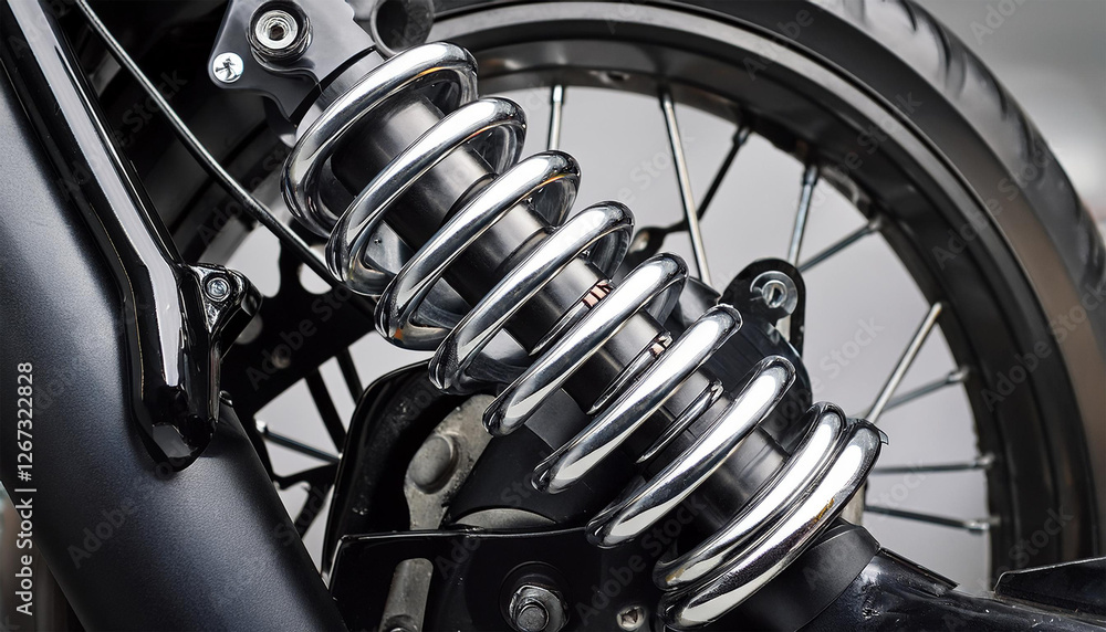 Fototapeta premium close up shot of a motorcycle s shock absorber useful for automotive or mechanical applications