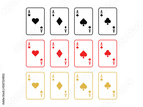 Set of editable vector playing cards silhouette symbol design illustration isolated on transparent background