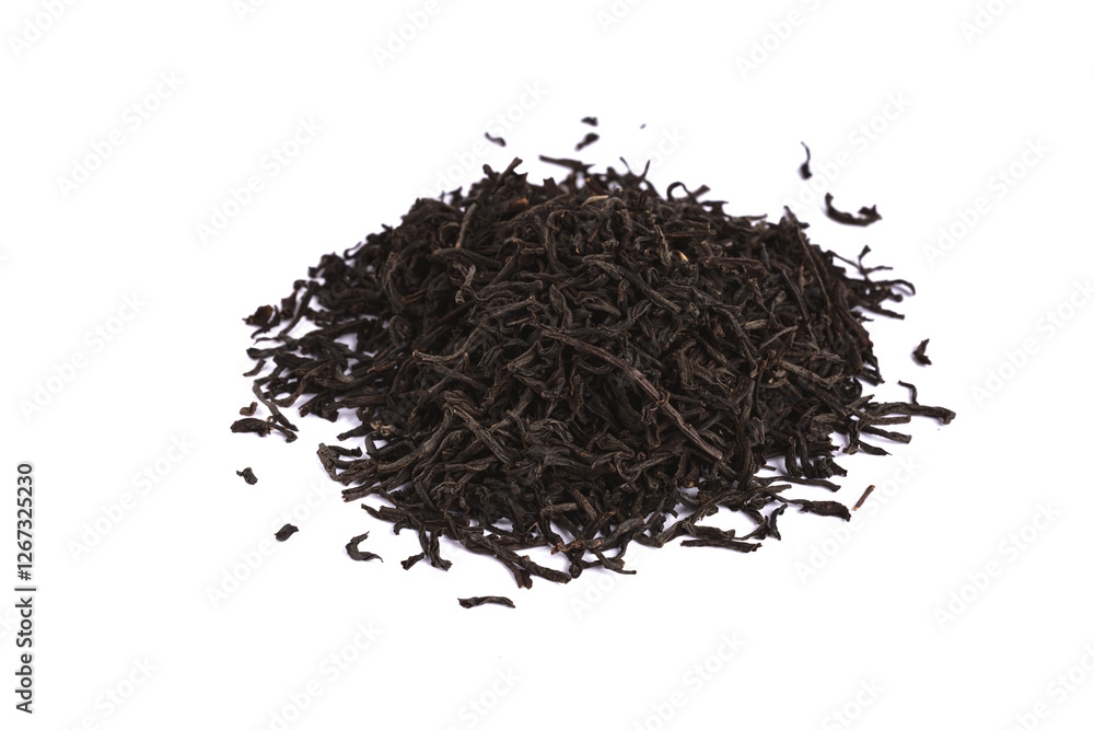 Loose Black Tea Leaves on White Background Loose Black Tea Leaves on White Background