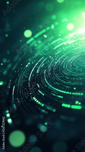 Wallpaper Mural Futuristic Green Digital Spiral with Glowing Elements Torontodigital.ca