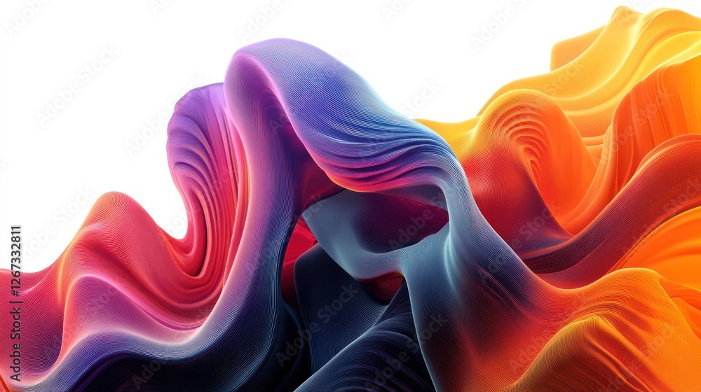 Fototapeta premium Abstract blue and purple liquid wavy shapes futuristic banner. Glowing retro waves vector background