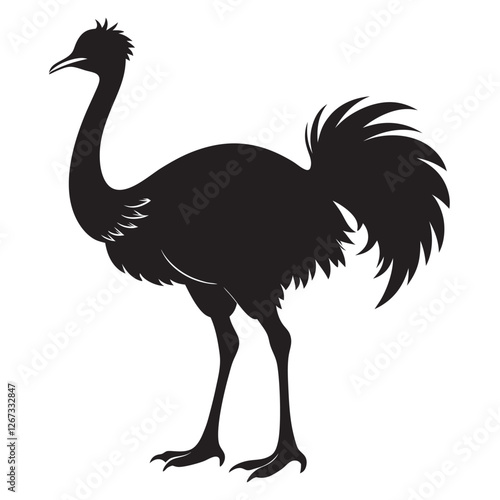 ostrich black vector silhouette vector icon Illustration White background
