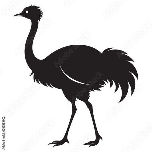 ostrich black vector silhouette vector icon Illustration White background
