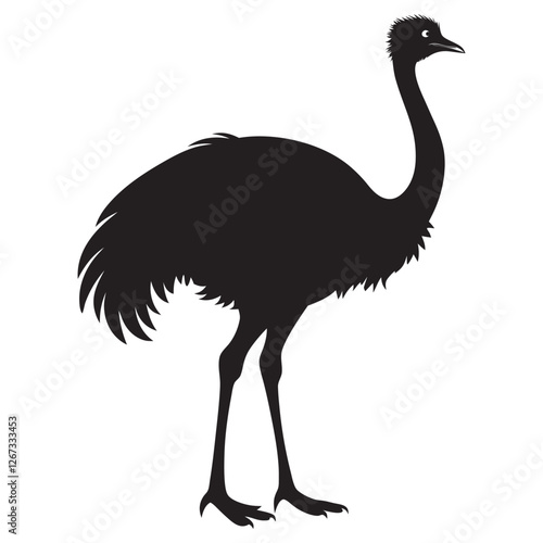 ostrich black vector silhouette vector icon Illustration White background
