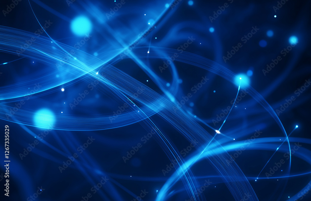 Abstract Blue Light Streaks and Glowing Particles in a Dark Background. Generative Ai Abstract Blue Light Streaks and Glowing Particles in a Dark Background. Generative Ai