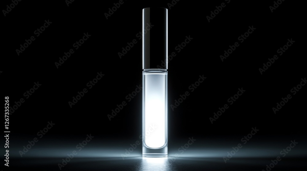 Illuminated Lip Gloss Bottle On Black Background Illuminated Lip Gloss Bottle On Black Background