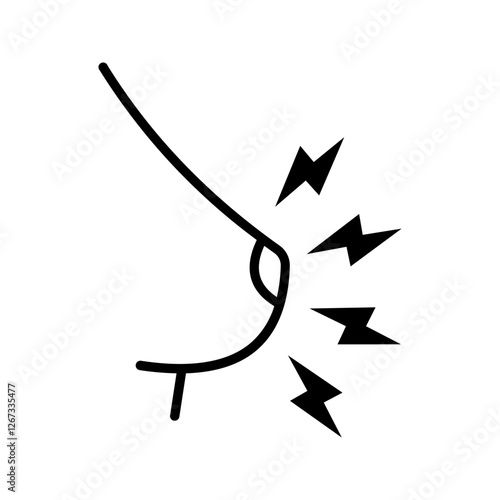 Breast pain icon color editable on white background