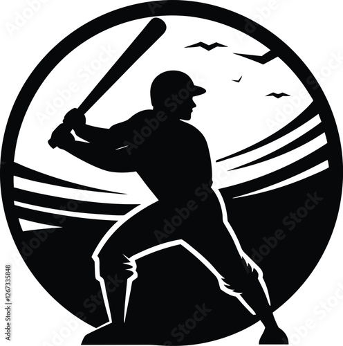 baseball player silhouette vector