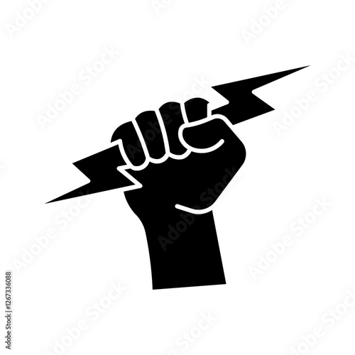 Lightning holding in hand  icon color editable