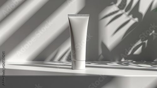 Minimalist White Cosmetic Tube in Natural Light  
 photo