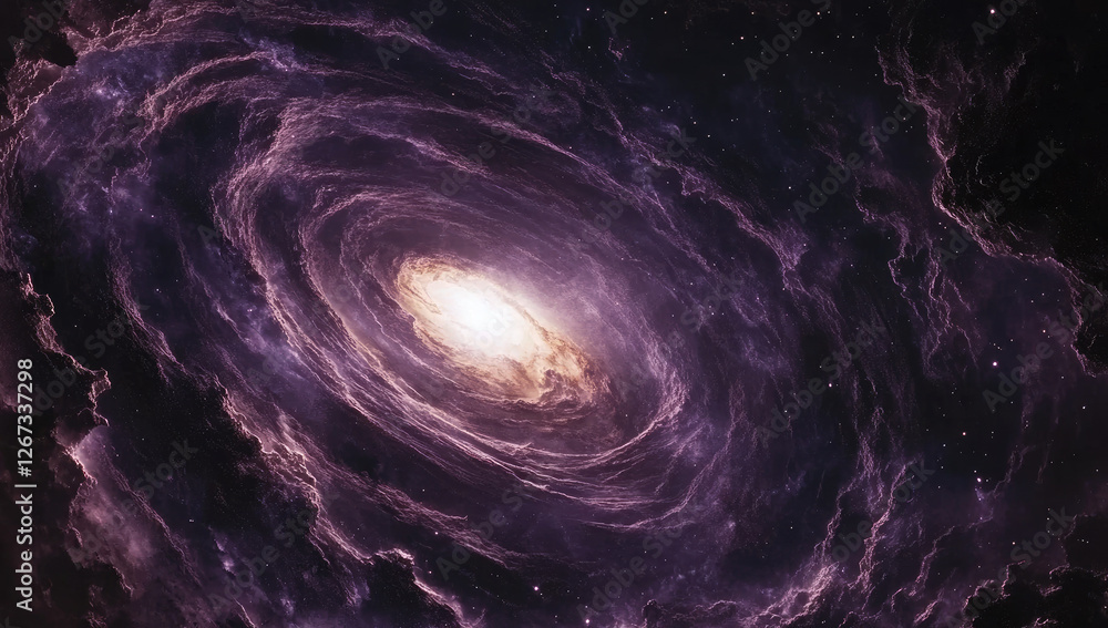 Spiral galaxy core, cosmic dust clouds, deep space, nebular formation Spiral galaxy core, cosmic dust clouds, deep space, nebular formation